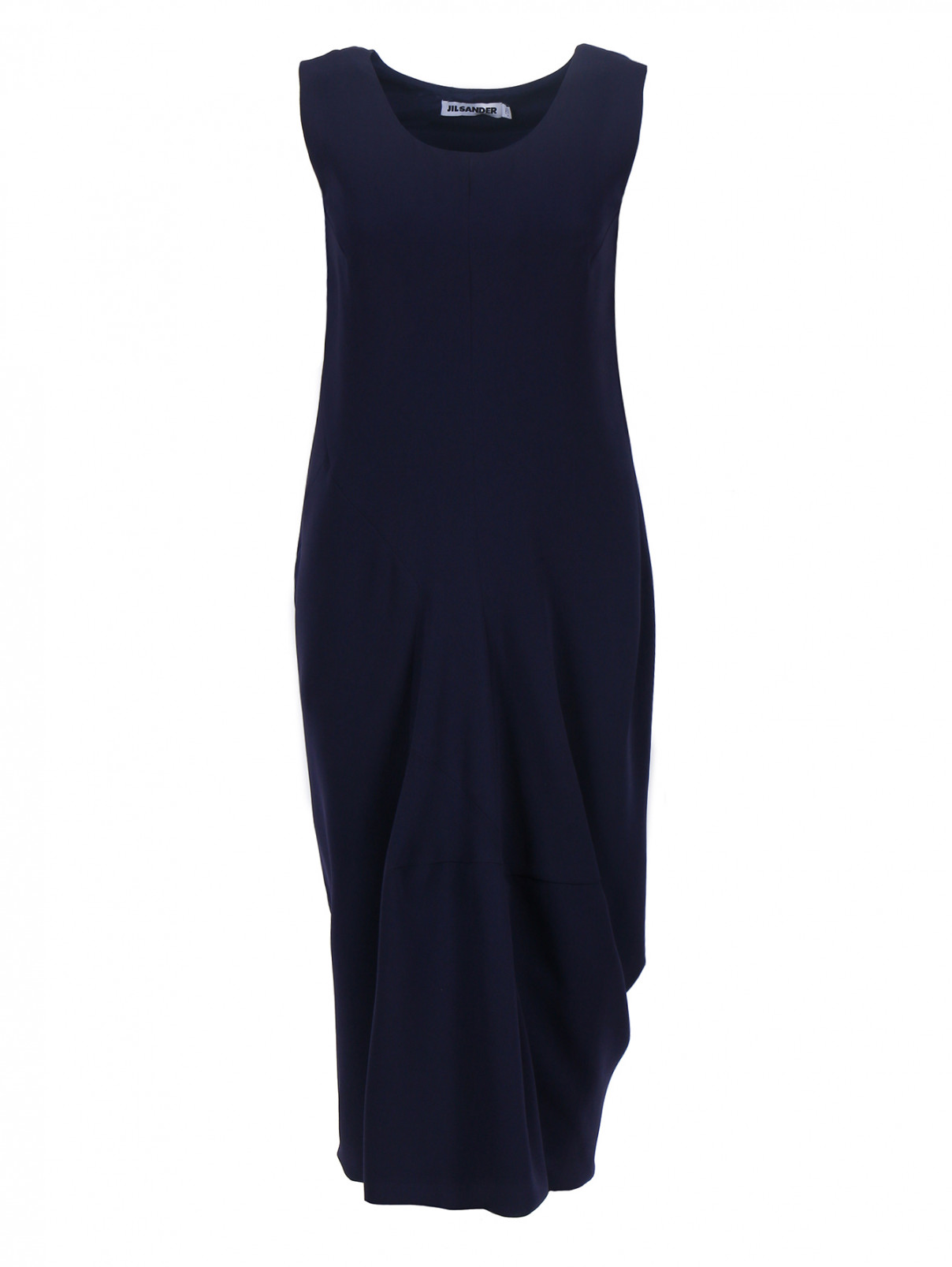 Платье асимметричного фасона Jil Sander  –  Общий вид  – Цвет:  Синий