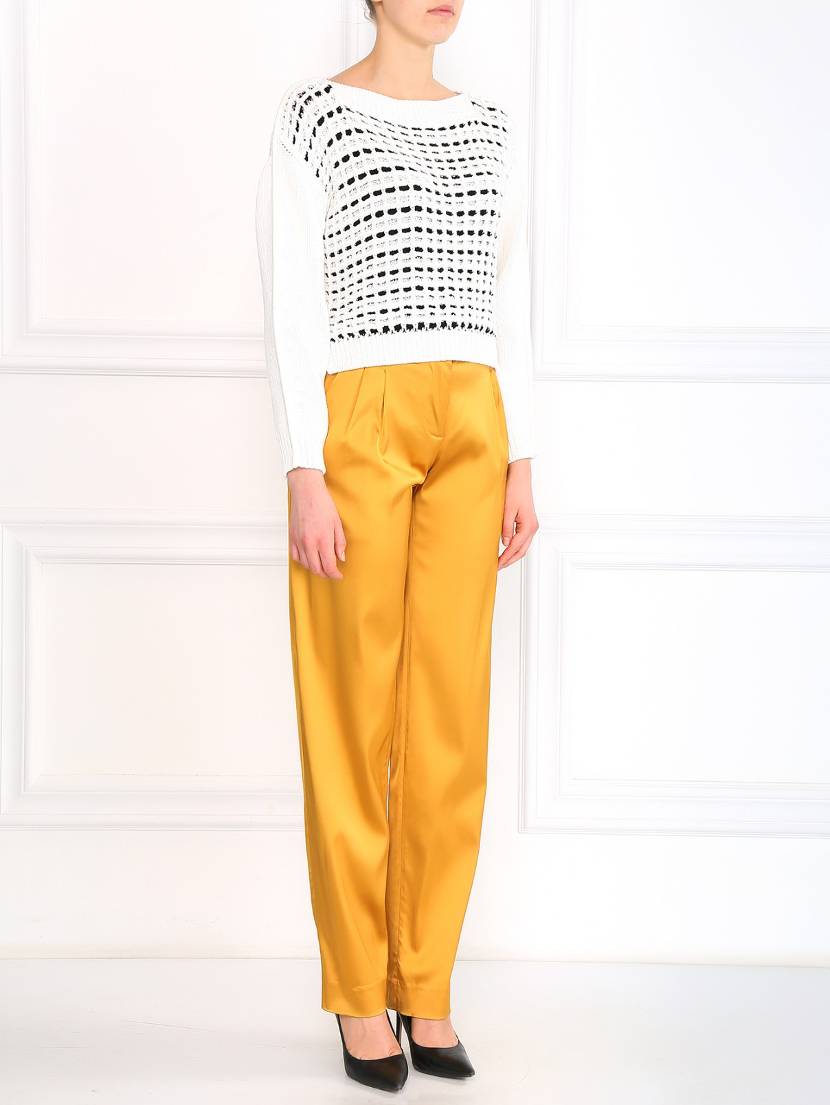Широкие брюки с высокой посадкой Au Jour Le Jour  –  Модель Общий вид  – Цвет:  Золотой