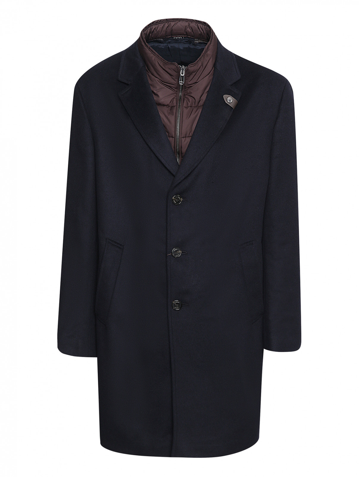 Комбинированное пальто из шерсти Joop  –  Общий вид  – Цвет:  Синий