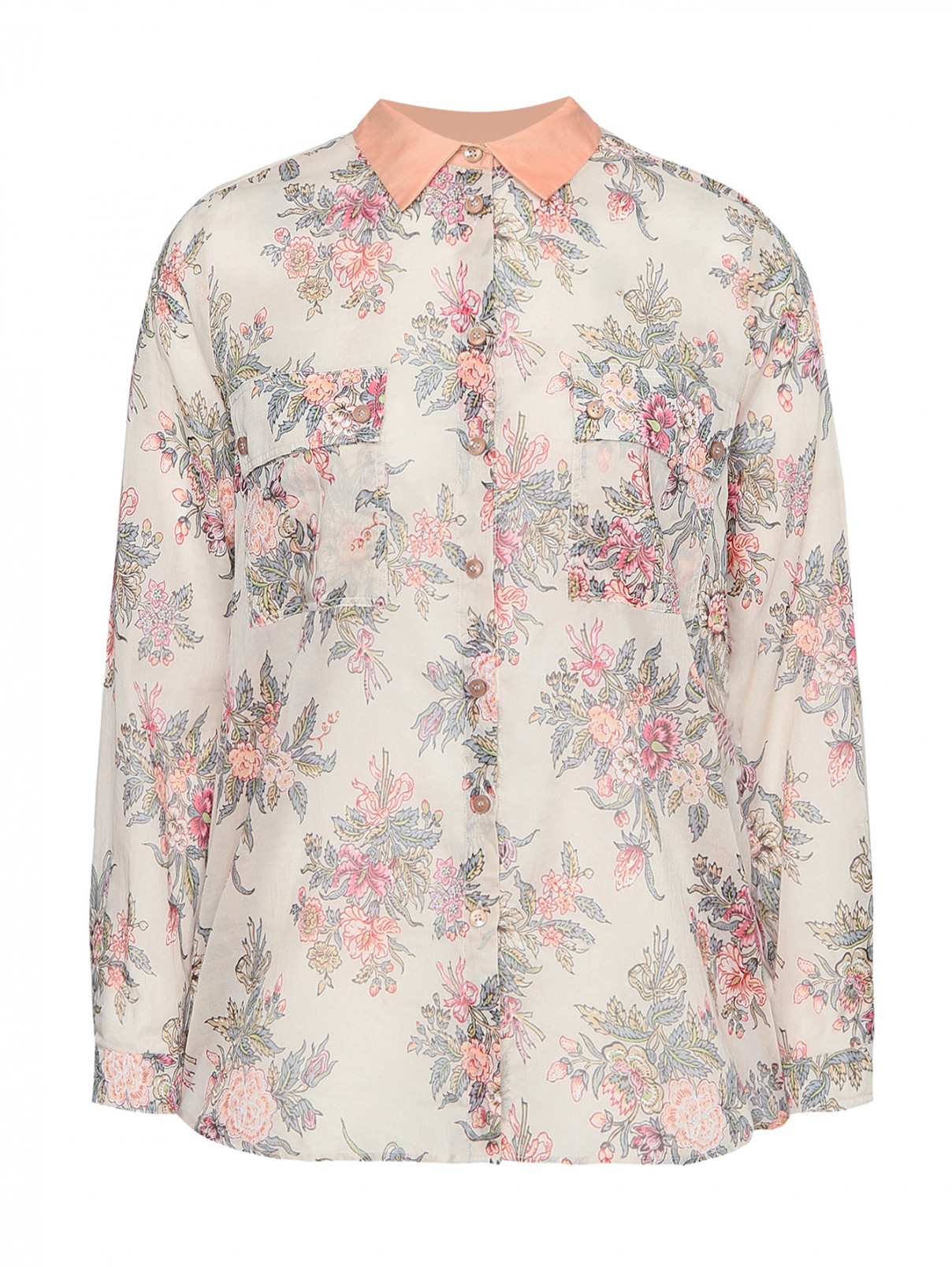 Хлопковая рубашка с цветочным принтом TWINSET  –  Общий вид