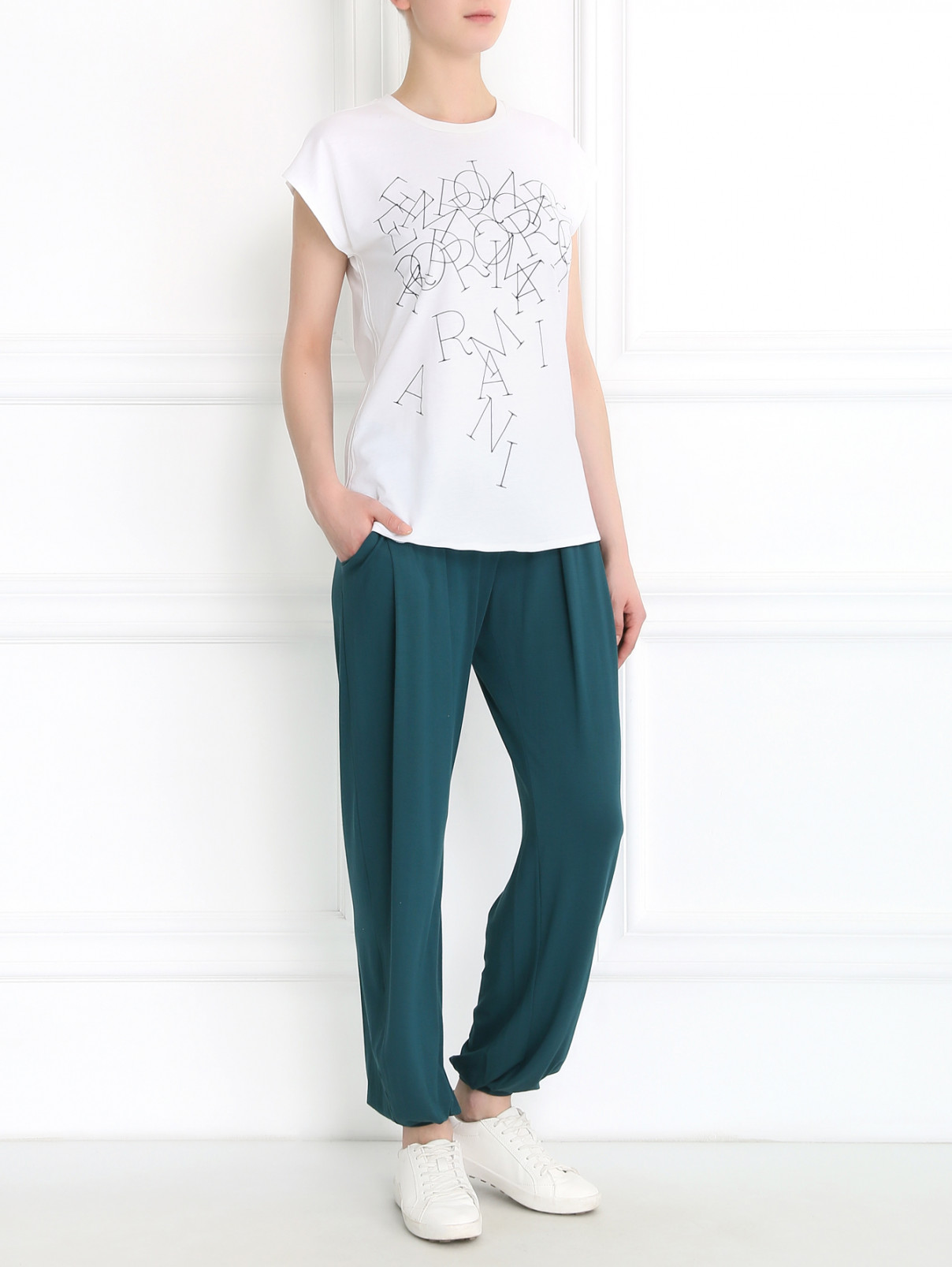Трикотажные брюки свободного кроя Pietro Brunelli  –  Модель Общий вид  – Цвет:  Зеленый