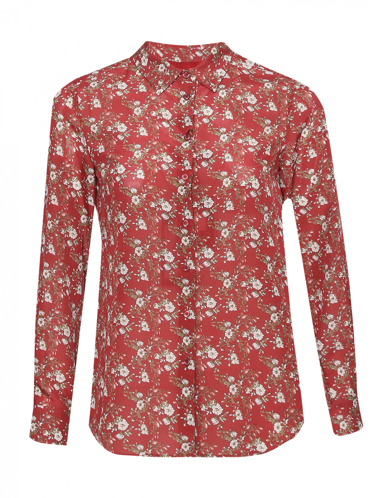 Блуза из шелка с цветочным узором Weekend Max Mara  –  Общий вид  – Цвет:  Красный