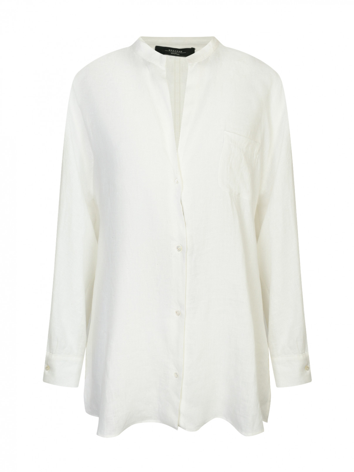Рубашка свободного кроя из льна Weekend Max Mara  –  Общий вид  – Цвет:  Белый