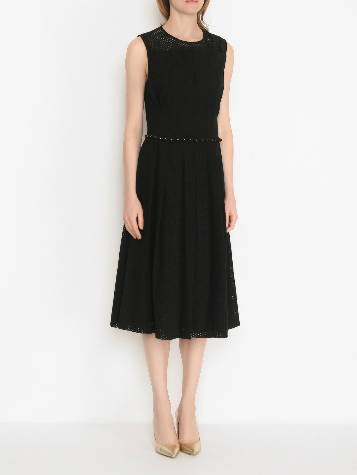 Платье-миди без рукавов с декором Cavalli class  –  МодельВерхНиз  – Цвет:  Черный