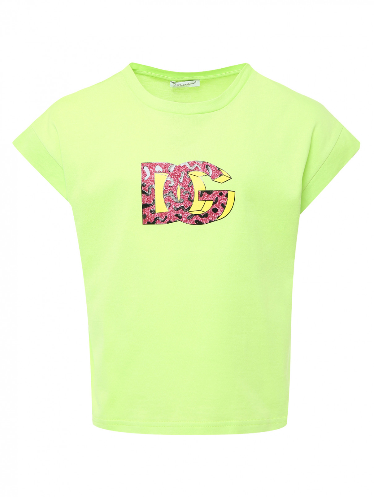 Хлопковая футболка с принтом Dolce & Gabbana  –  Общий вид  – Цвет:  Зеленый