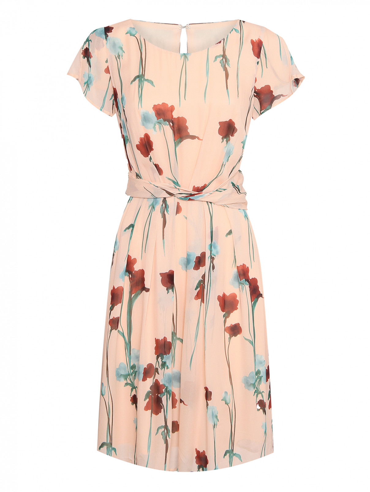 Платье-миди с цветочным принтом Caractere  –  Общий вид  – Цвет:  Розовый