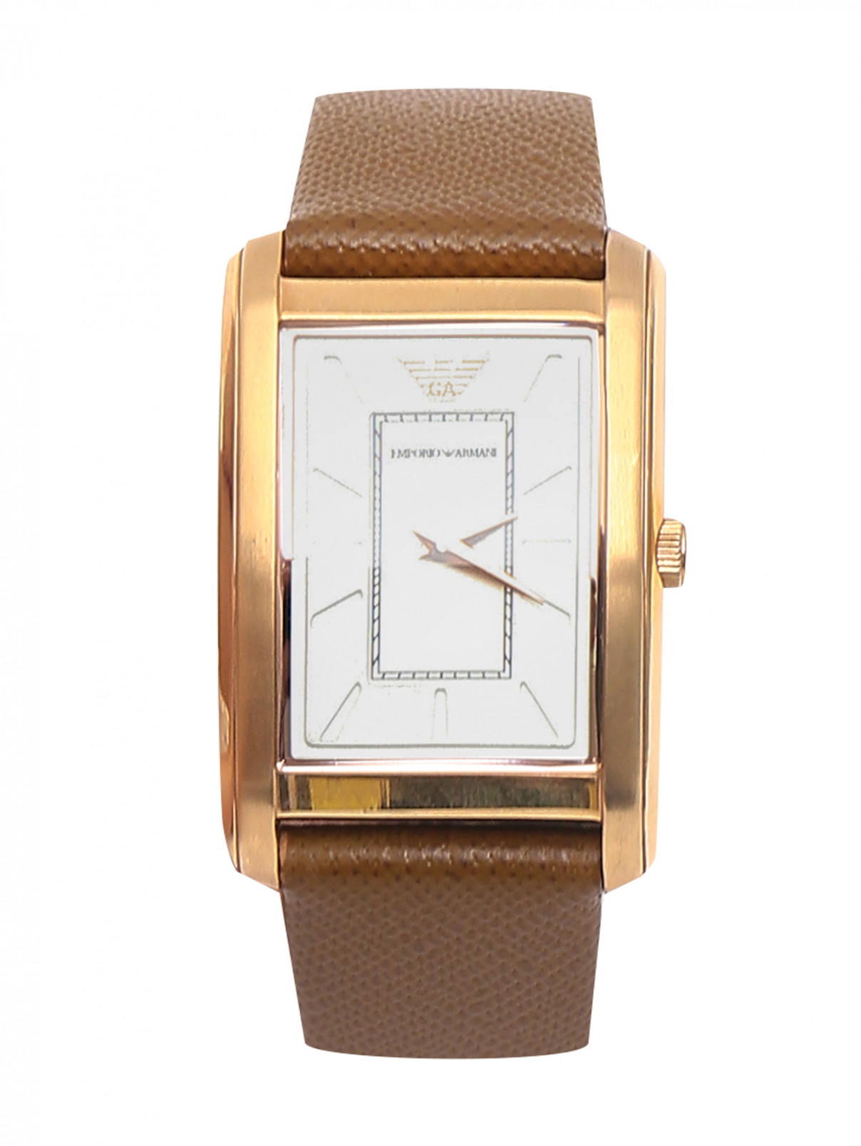 Часы с кожаным ремешком Emporio Armani  –  Общий вид  – Цвет:  Коричневый