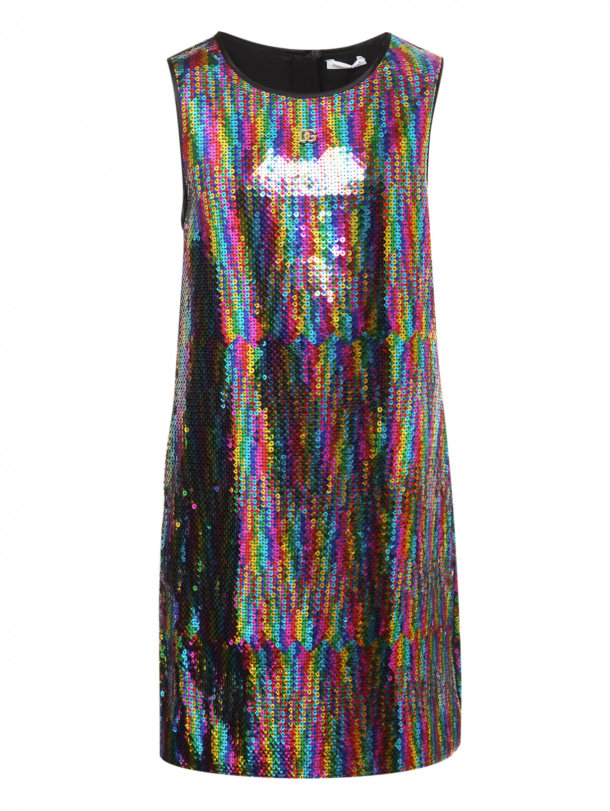 Платье без рукавов с пайетками Dolce & Gabbana  –  Общий вид  – Цвет:  Мультиколор