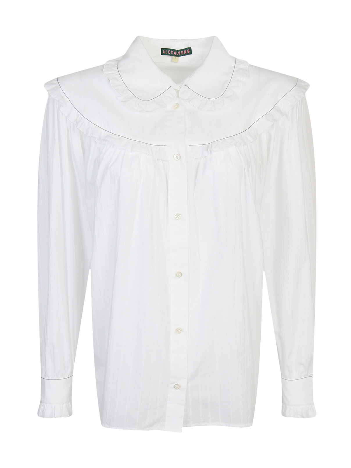 Блуза из хлопка с драпировкой Alexachung  –  Общий вид  – Цвет:  Белый