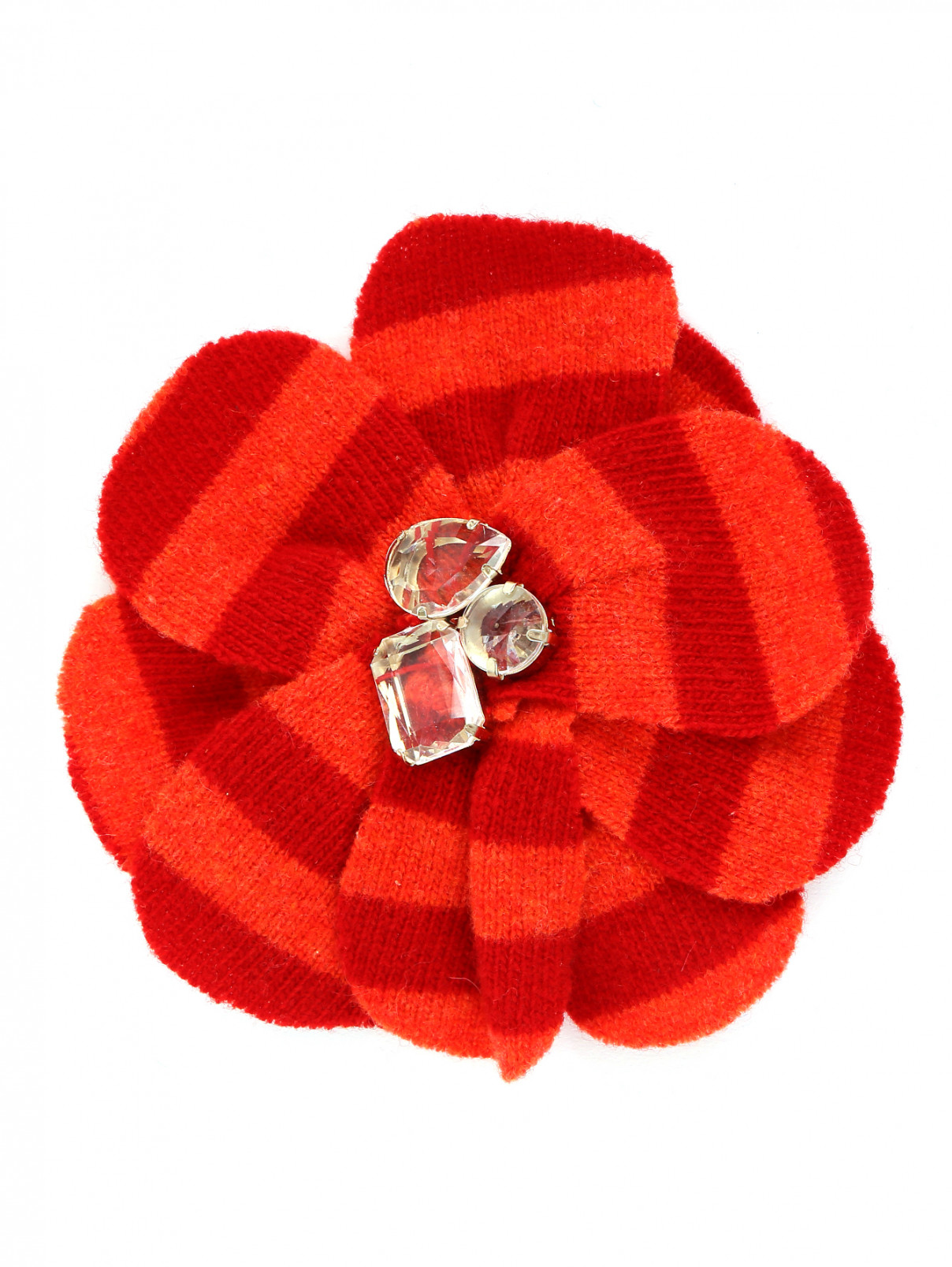 Брошь из текстиля с кристаллами Simonetta  –  Общий вид  – Цвет:  Красный