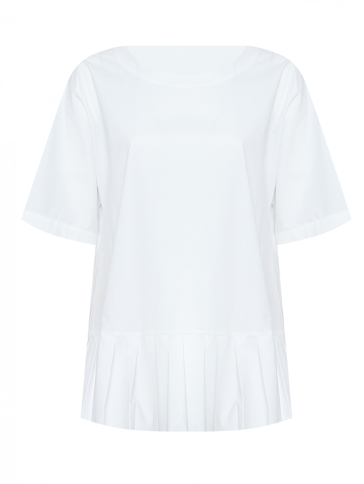 Блуза свободного кроя из хлопка с воланами Marina Rinaldi  –  Общий вид  – Цвет:  Белый
