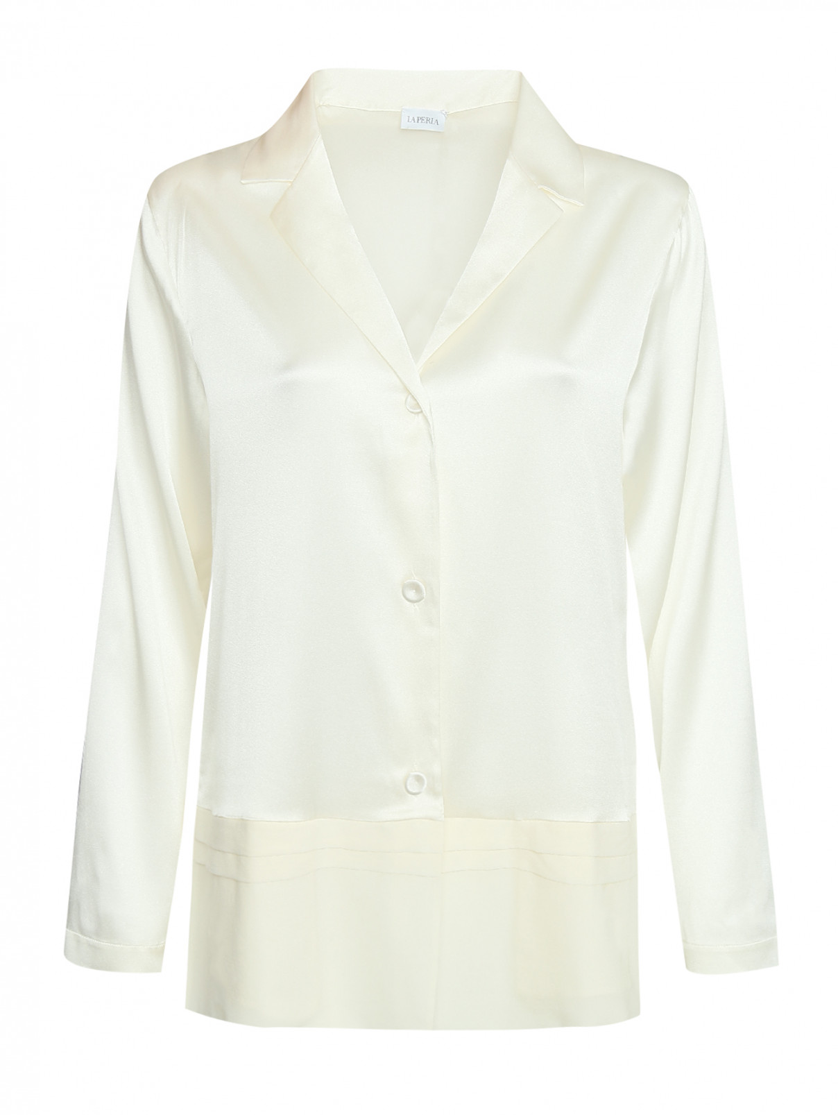 Рубашка шелковая на пуговицах La Perla  –  Общий вид  – Цвет:  Белый