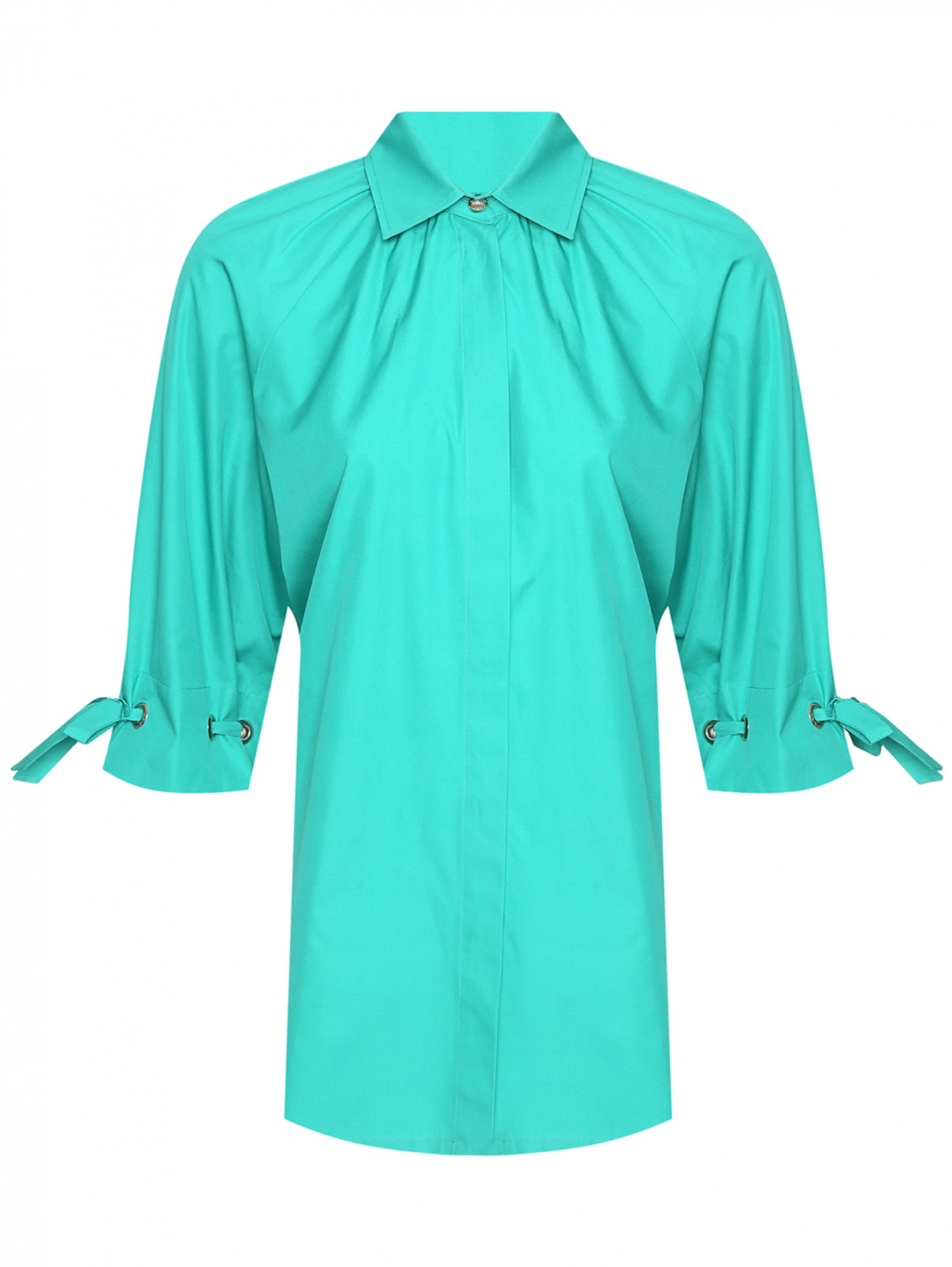 Блуза из хлопка с рукавами 3/4 Max Mara  –  Общий вид  – Цвет:  Зеленый