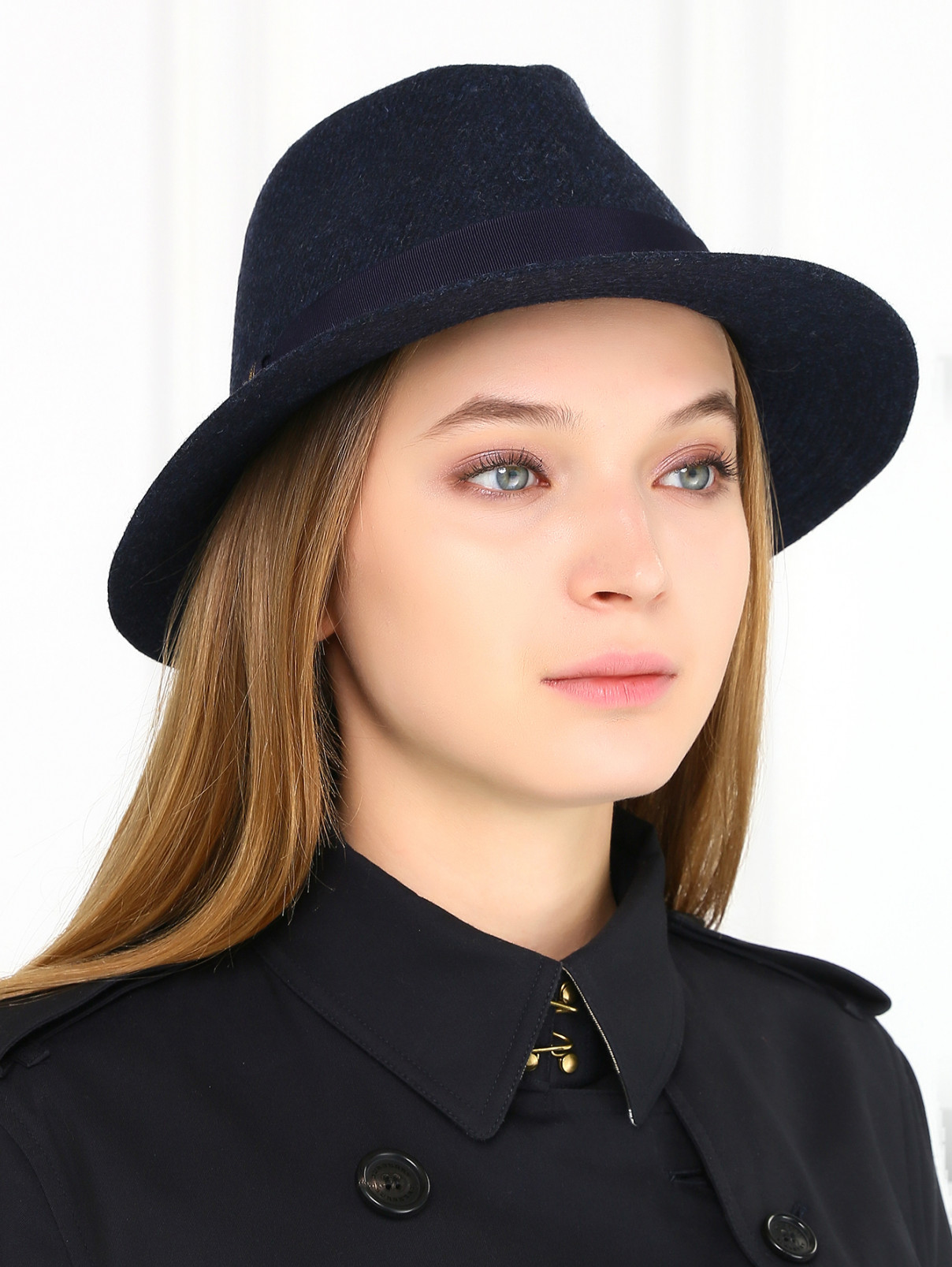 Однотонная шляпа из фетра с текстильной отделкой Borsalino  –  Модель Общий вид  – Цвет:  Синий