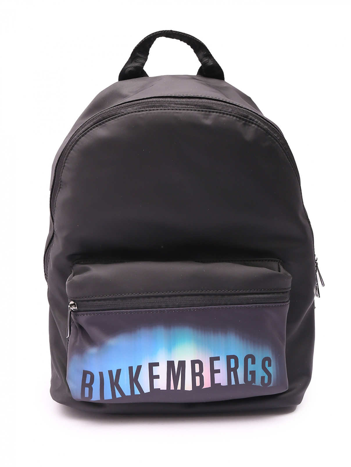 Рюкзак из текстиля с узором Bikkembergs  –  Общий вид  – Цвет:  Черный