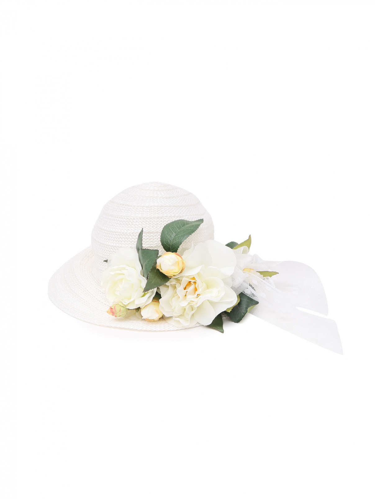 Шляпа с искуственными цветами IL Trenino  –  Обтравка1  – Цвет:  Белый