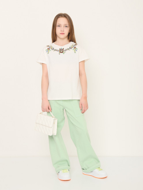 Джинсы из хлопка прямого кроя Stella McCartney kids - МодельОбщийВид
