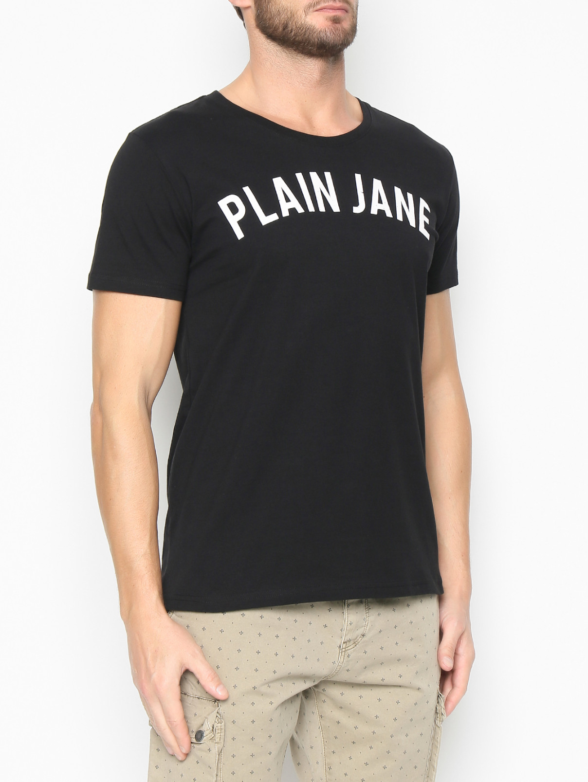 Футболка из хлопка с логотипом Plain Jane Homme  –  МодельВерхНиз