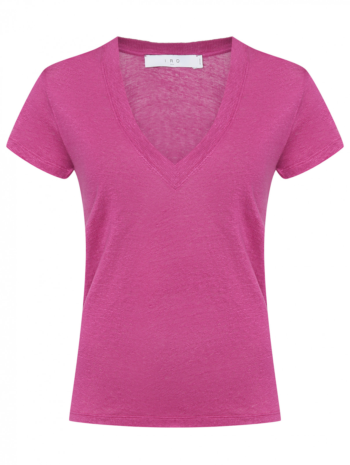 Однотонная футболка с V-образным вырезом Iro  –  Общий вид  – Цвет:  Фиолетовый