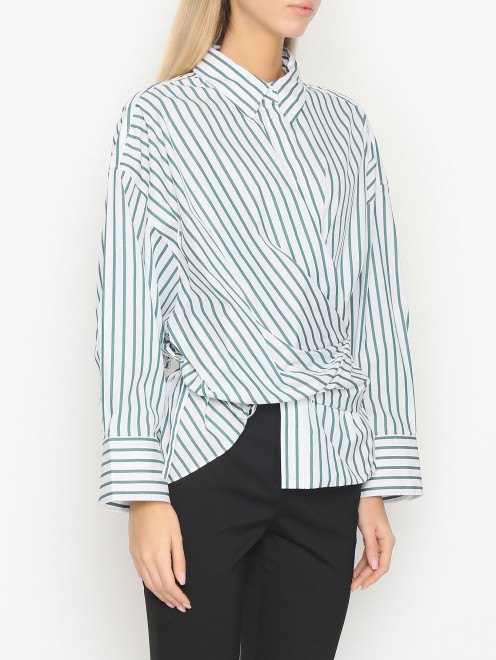 Блуза из хлопка с узором полоска - МодельВерхНиз