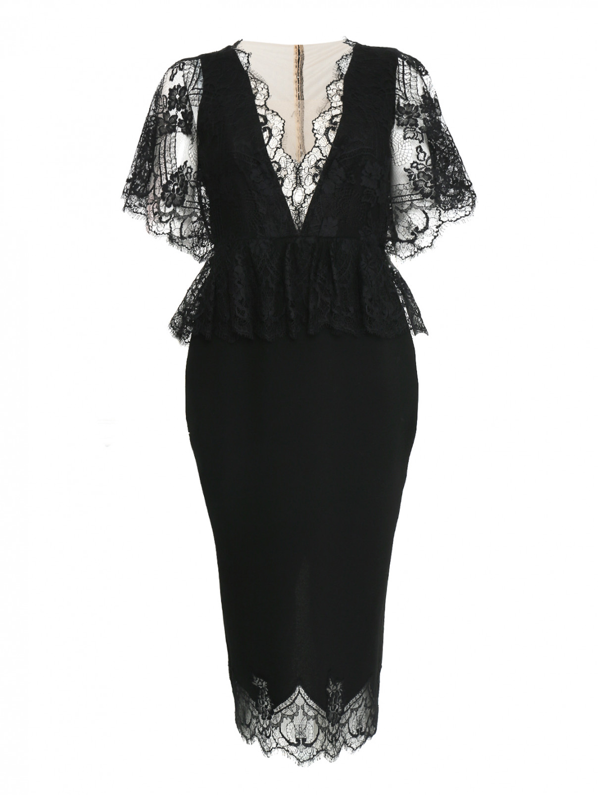 Платье из вискозы с вышивкой Rhea Costa  –  Общий вид  – Цвет:  Черный