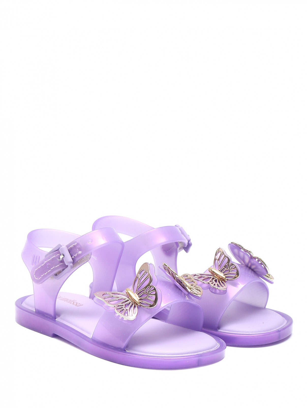 Резиновые сандали, декорированные бабочками Melissa  –  Общий вид  – Цвет:  Фиолетовый