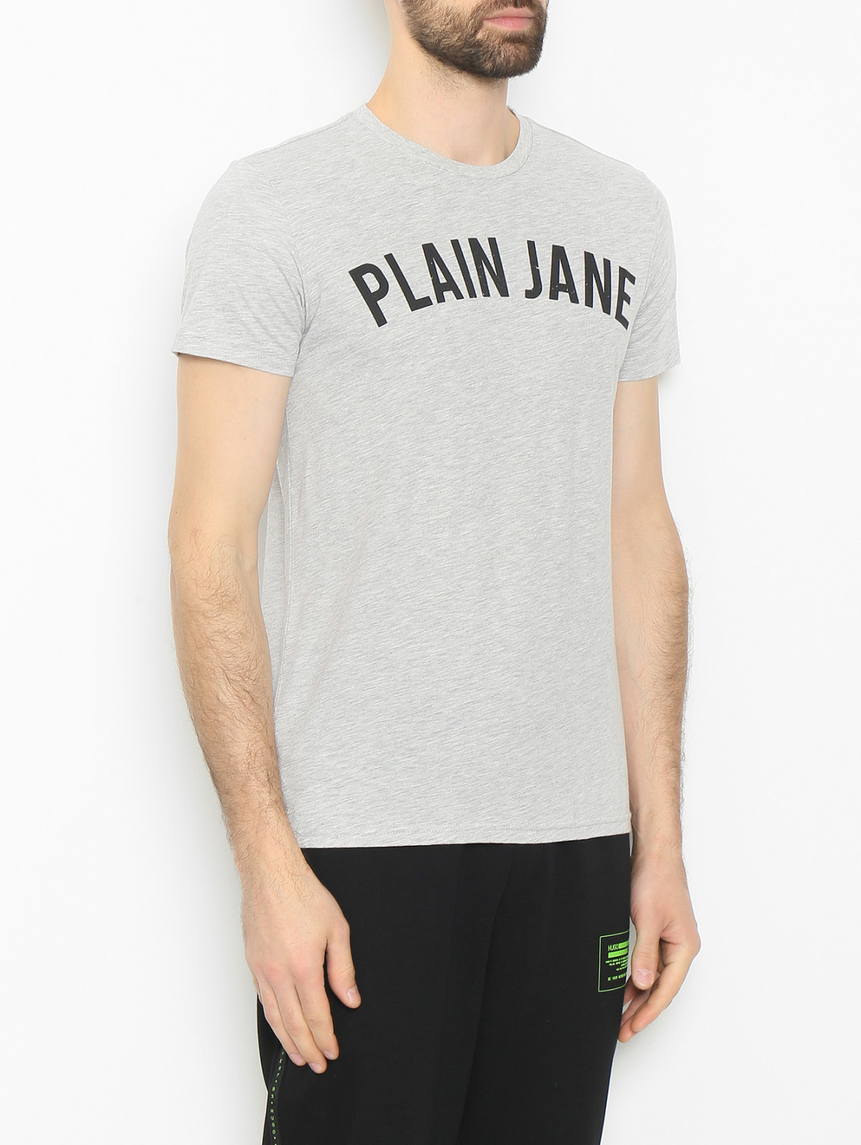 Футболка из смешанного хлопка с логотипом Plain Jane Homme  –  МодельВерхНиз