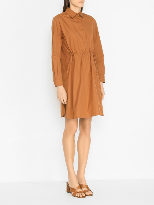 Платье из хлопка с декоративной сборкой Max Mara - МодельВерхНиз