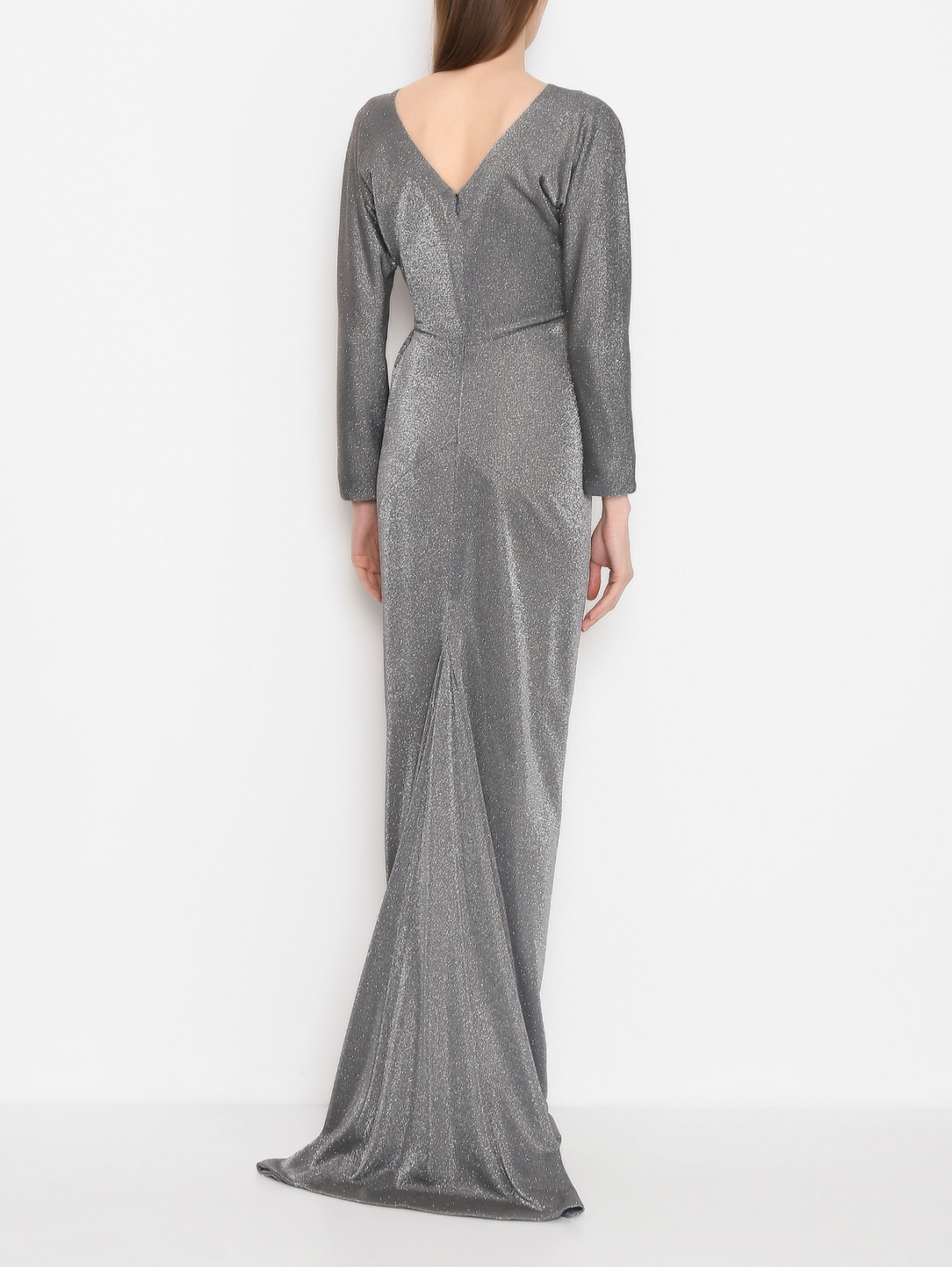 Платье-макси со сборкой Rhea Costa  –  МодельВерхНиз1  – Цвет:  Серый