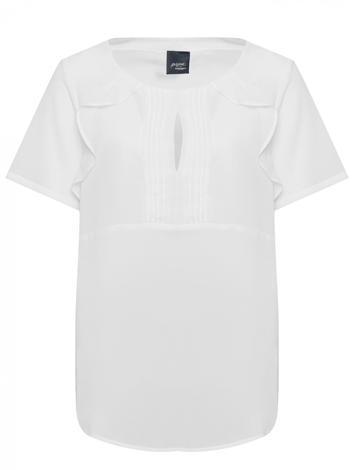 Блуза свободного кроя с воланами Marina Rinaldi  –  Общий вид  – Цвет:  Белый