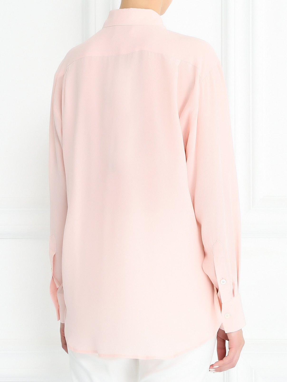 Блуза из шелка с узором и кружевом Paul&Joe  –  Модель Верх-Низ1  – Цвет:  Розовый