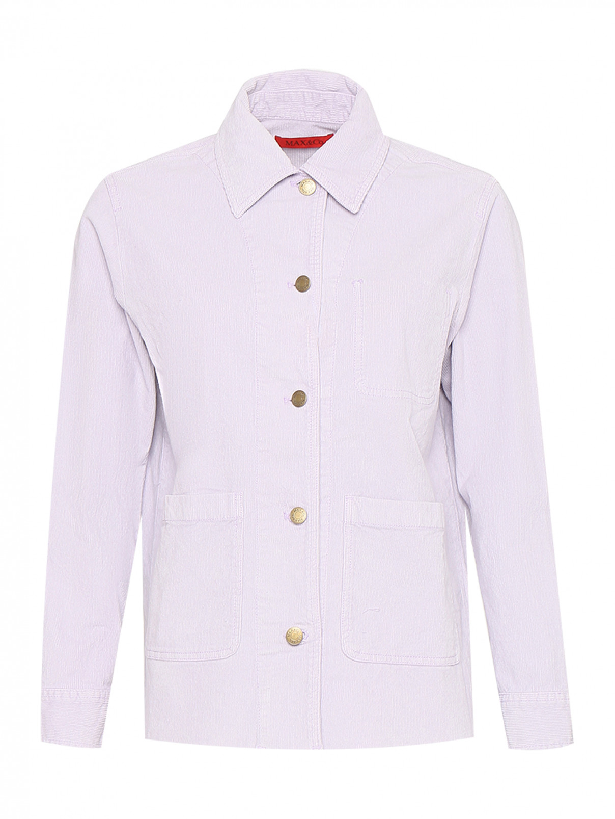Вельветовая рубашка на пуговицах Max&Co  –  Общий вид  – Цвет:  Фиолетовый