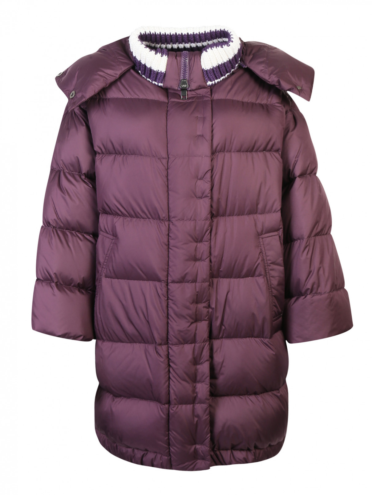Куртка удлиненная, стеганая Ermanno Scervino  –  Общий вид  – Цвет:  Фиолетовый