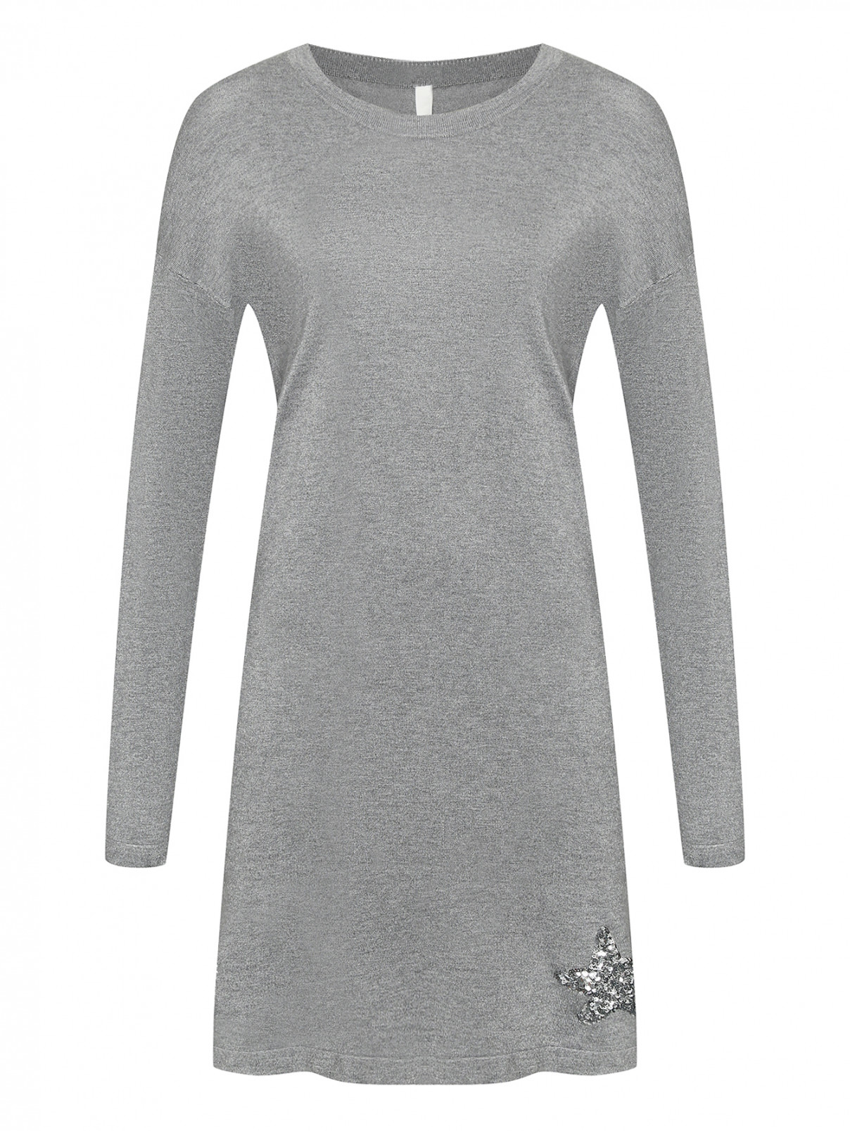 Трикотажное платье с аппликацией Q/S Designe by  –  Общий вид  – Цвет:  Серый