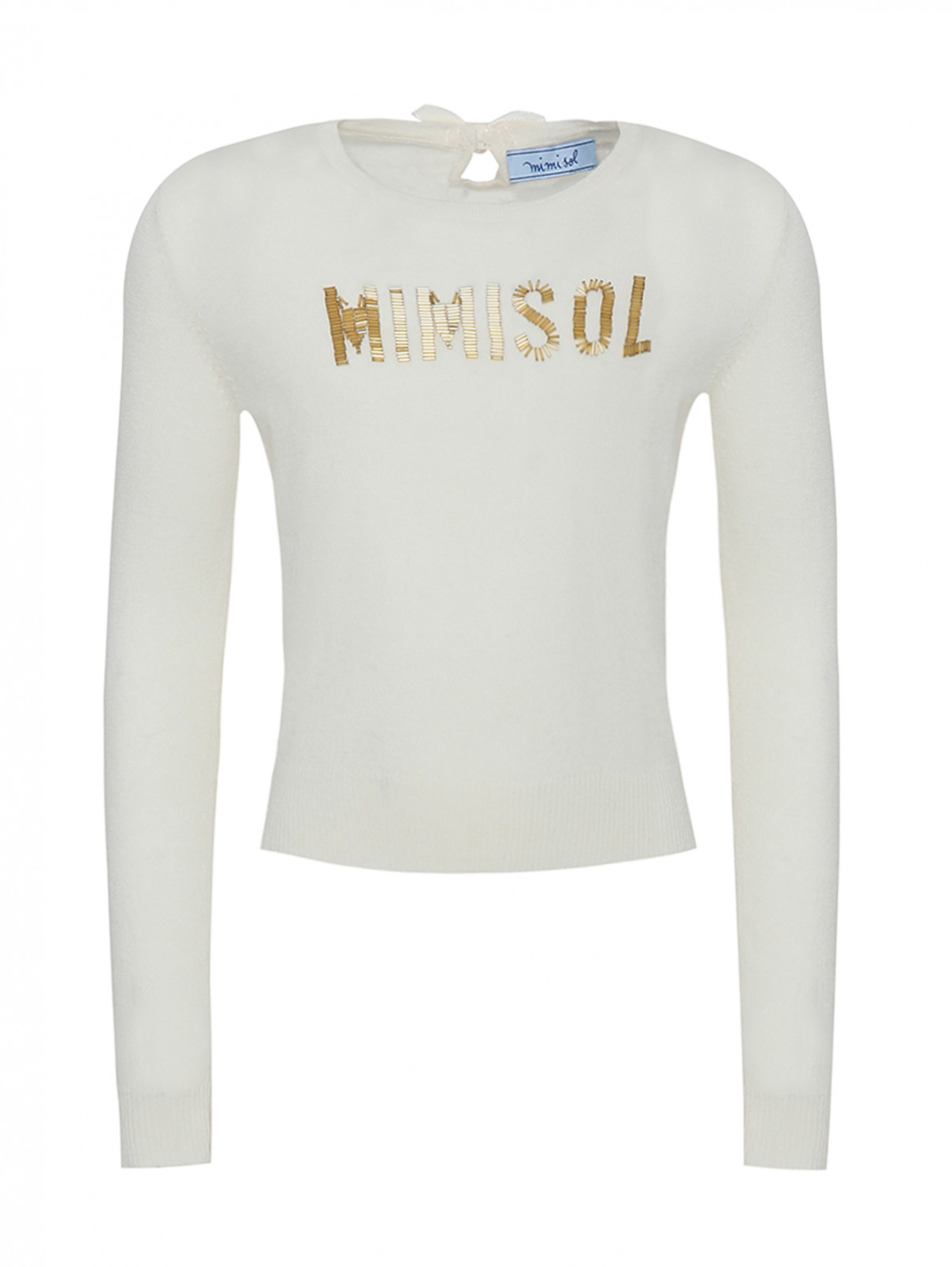 Джемпер трикотажный с вышивкой бисером MiMiSol  –  Общий вид  – Цвет:  Белый