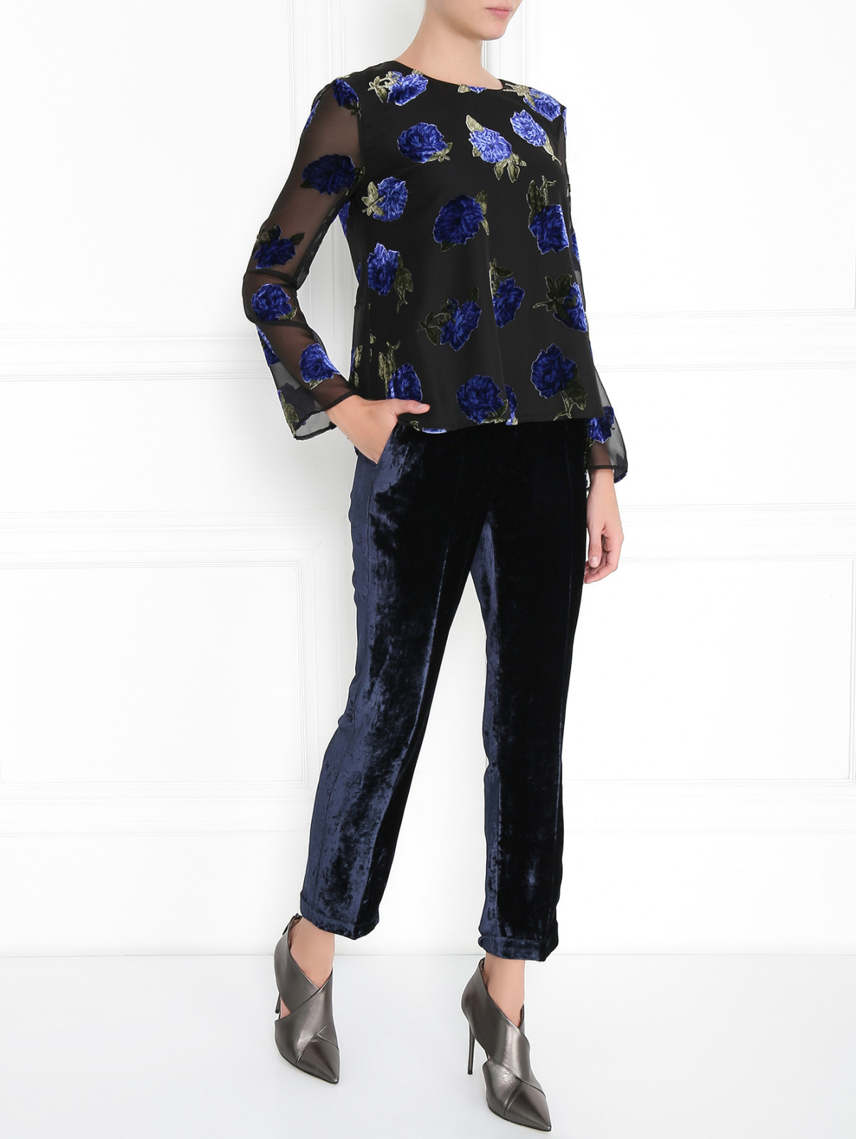Полупрозрачная блуза с цветочным узором Sportmax Code  –  Модель Общий вид  – Цвет:  Узор