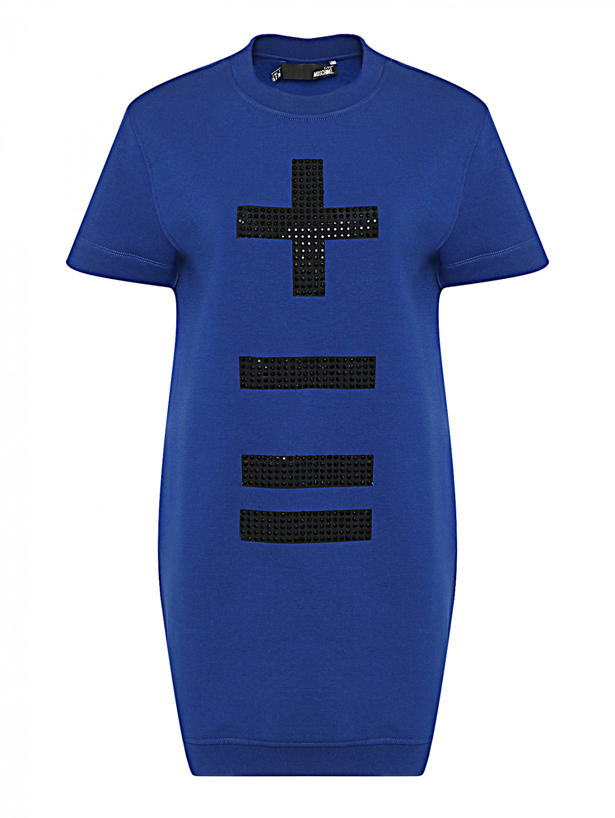 Платье из хлопка с аппликацией Love Moschino  –  Общий вид  – Цвет:  Синий