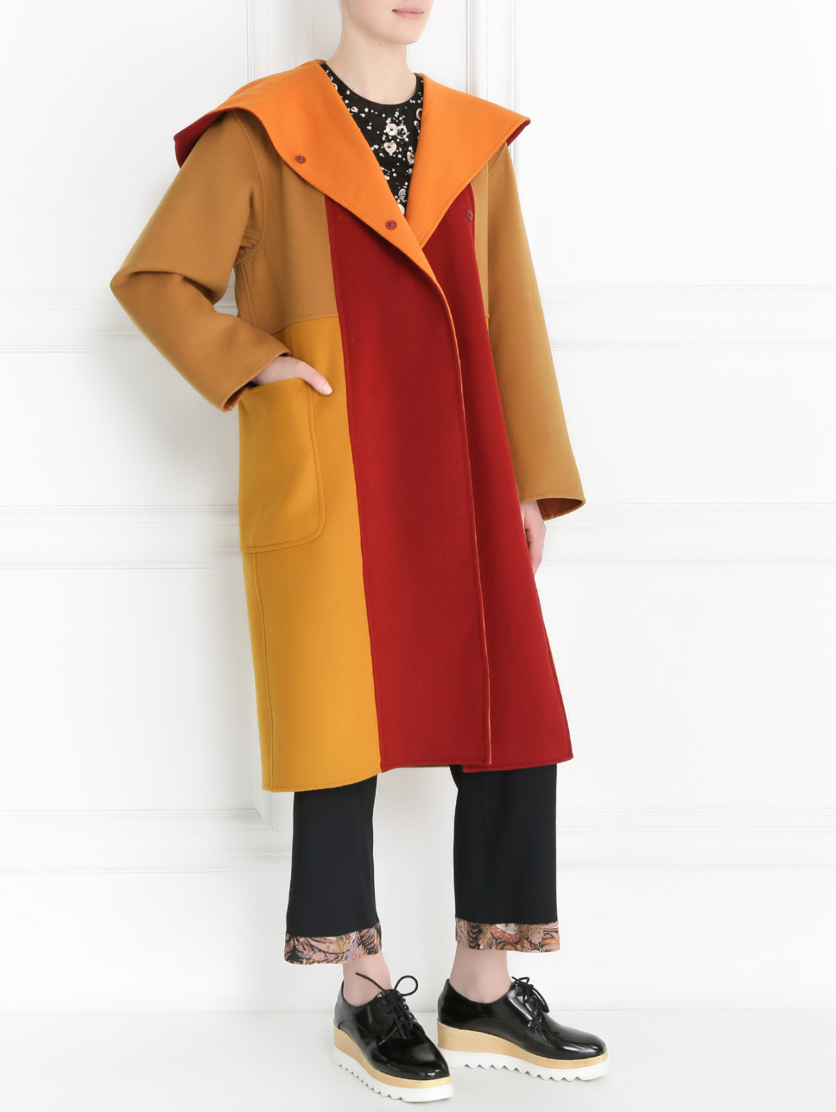 Двубортное пальто с капюшоном из смесовой шерсти Philosophy di Lorenzo Serafini  –  Модель Общий вид