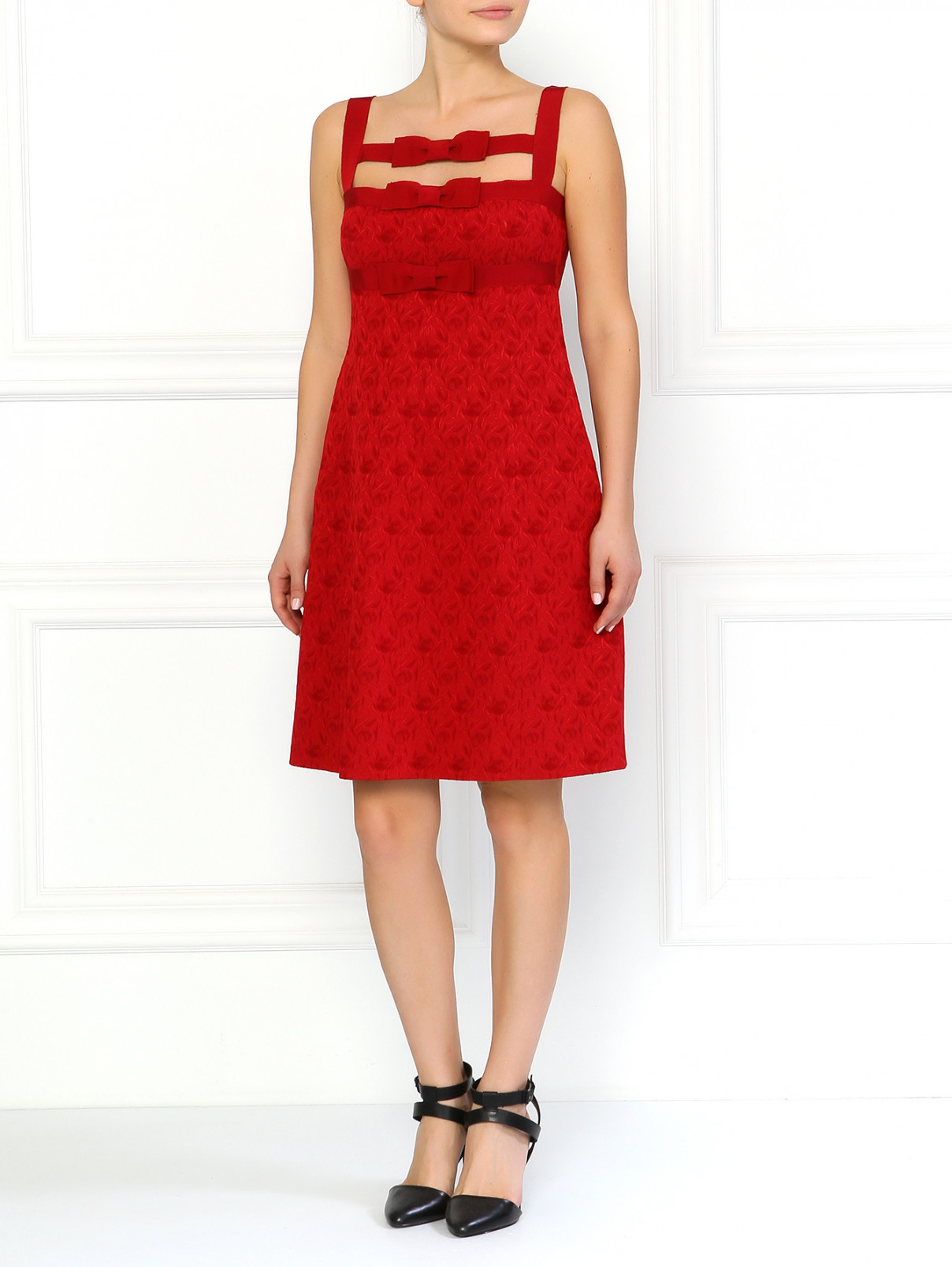 Платье из шерсти и шелка Moschino  –  Модель Общий вид  – Цвет:  Красный