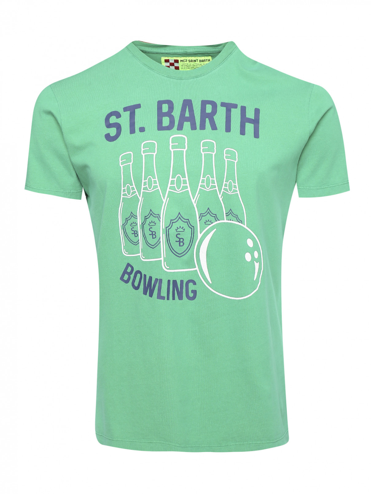 Футболка из хлопка с принтом Mc2 Saint Barth  –  Общий вид  – Цвет:  Зеленый