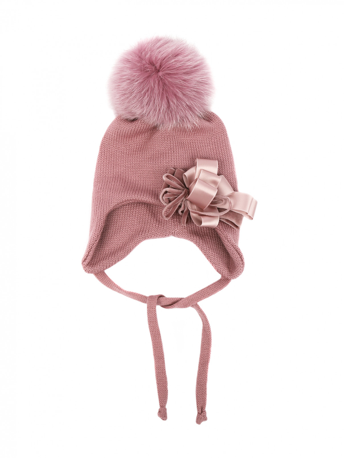 Трикотажная шапка с меховым помпоном IL Trenino  –  Общий вид  – Цвет:  Фиолетовый