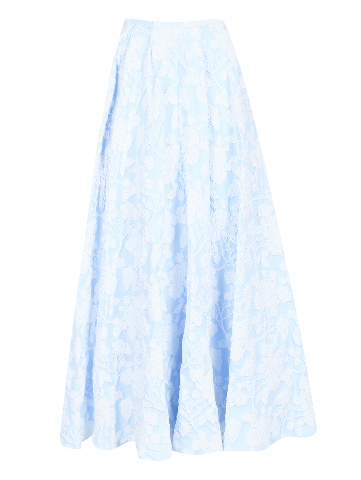 Юбка-макси из смешанного хлопка с узором Rochas  –  Общий вид  – Цвет:  Синий