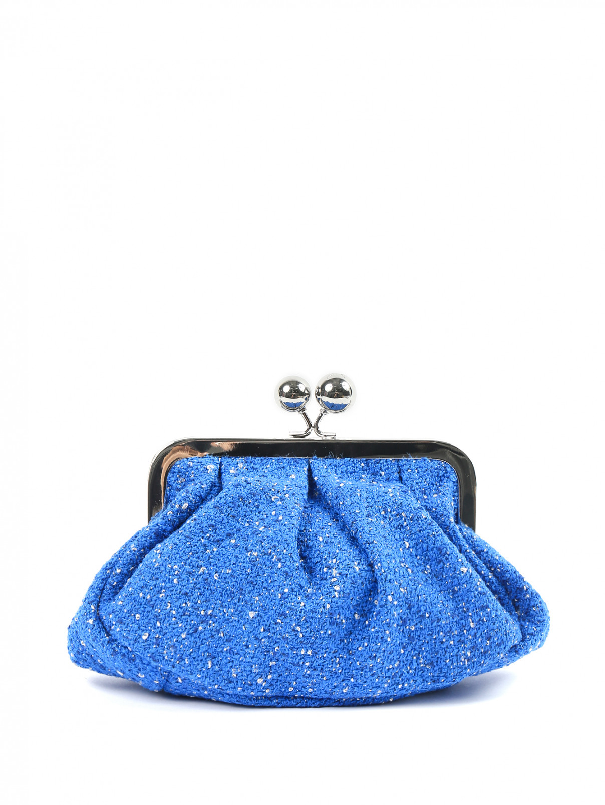 Объемный клатч из текстиля на съемном плечевом ремне Weekend Max Mara  –  Общий вид  – Цвет:  Синий