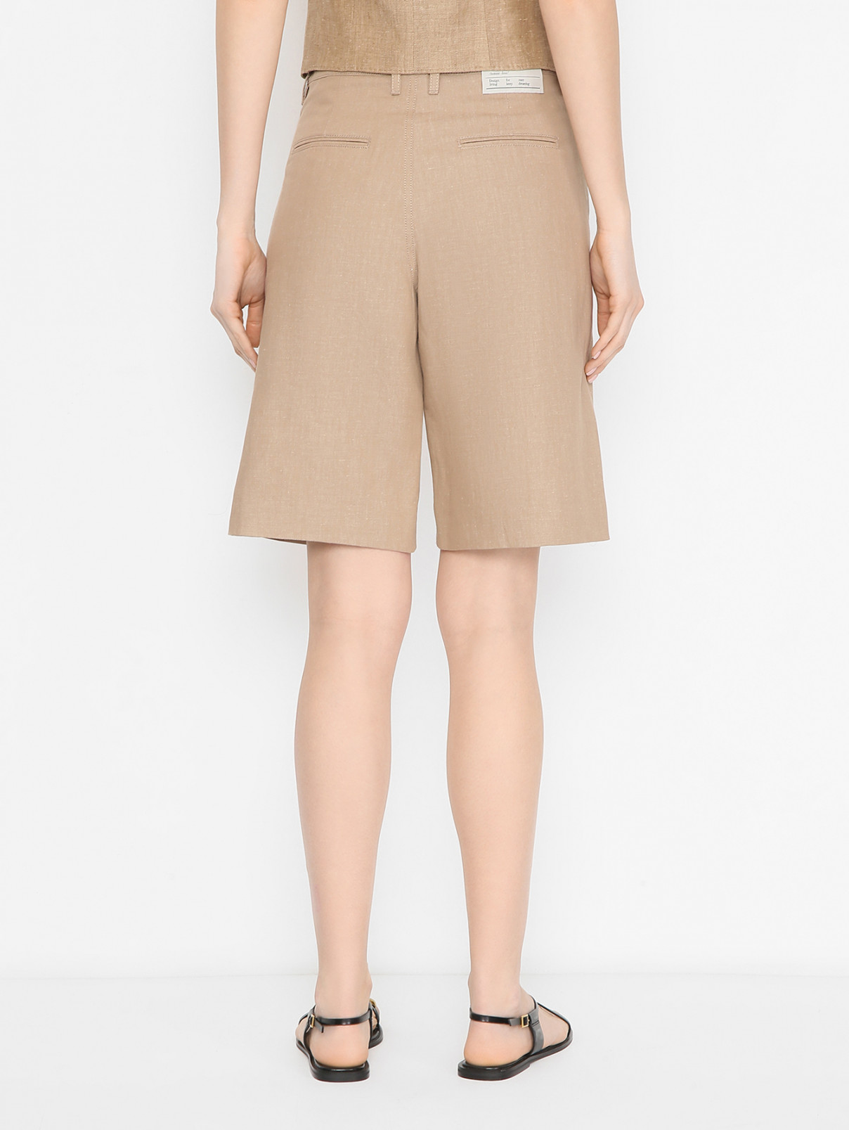 Шорты-бермуды из хлопка и льна Max Mara  –  МодельВерхНиз1  – Цвет:  Коричневый
