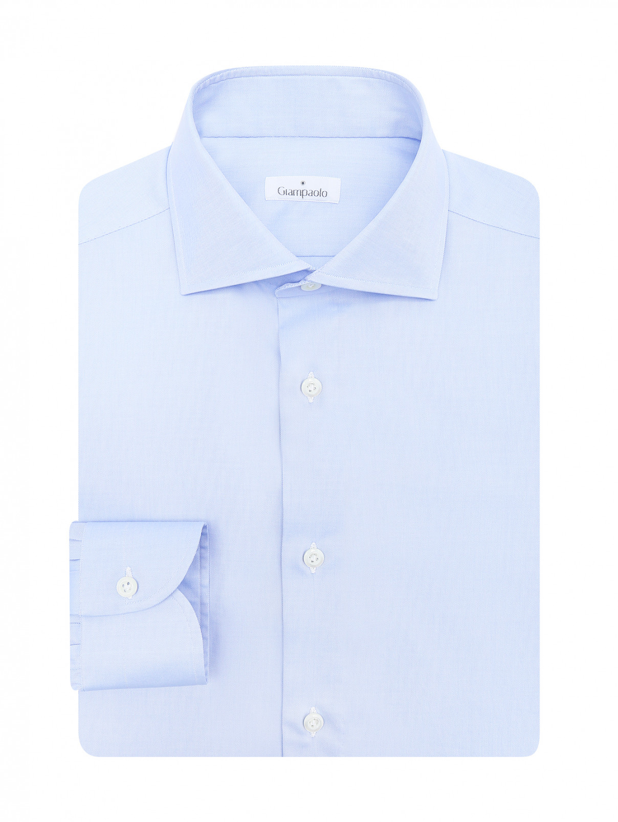 Рубашка из хлопка однотонная Giampaolo  –  Общий вид  – Цвет:  Синий