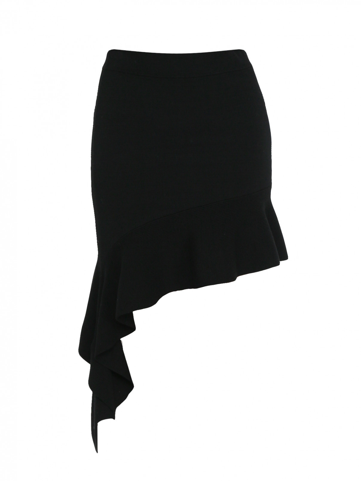 Юбка асимметричного кроя на резинке Mo&Co  –  Общий вид  – Цвет:  Черный