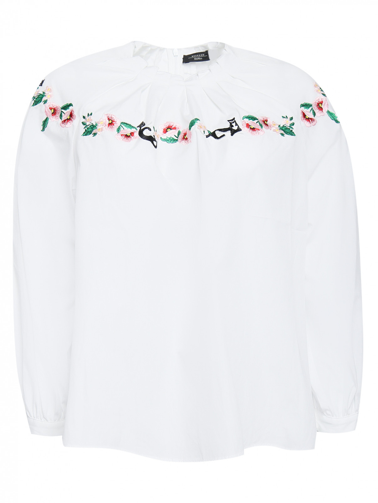 Блуза из хлопка с вышивкой Weekend Max Mara  –  Общий вид  – Цвет:  Белый