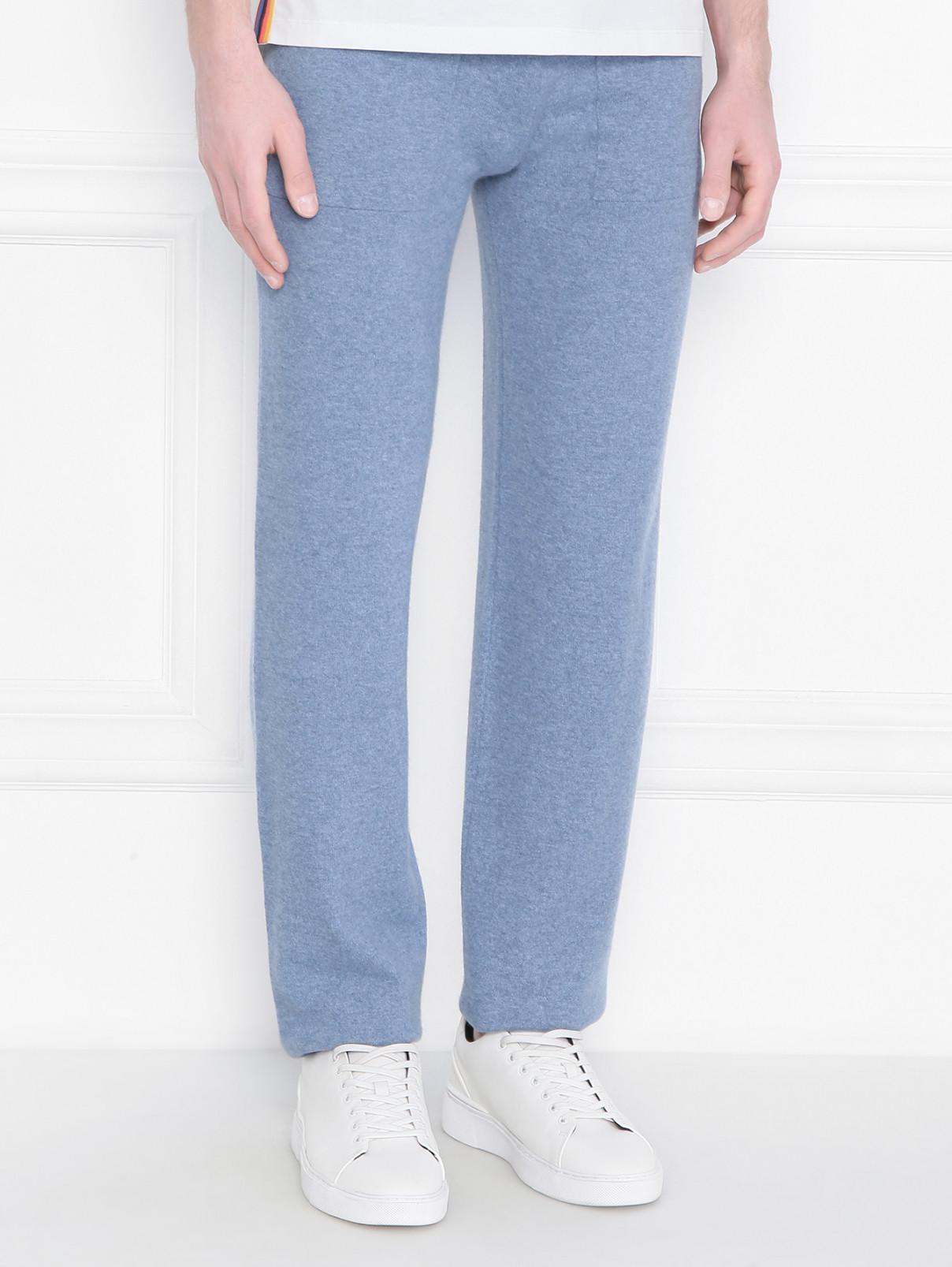 Трикотажные брюки из кашемира Malo  –  МодельВерхНиз  – Цвет:  Синий