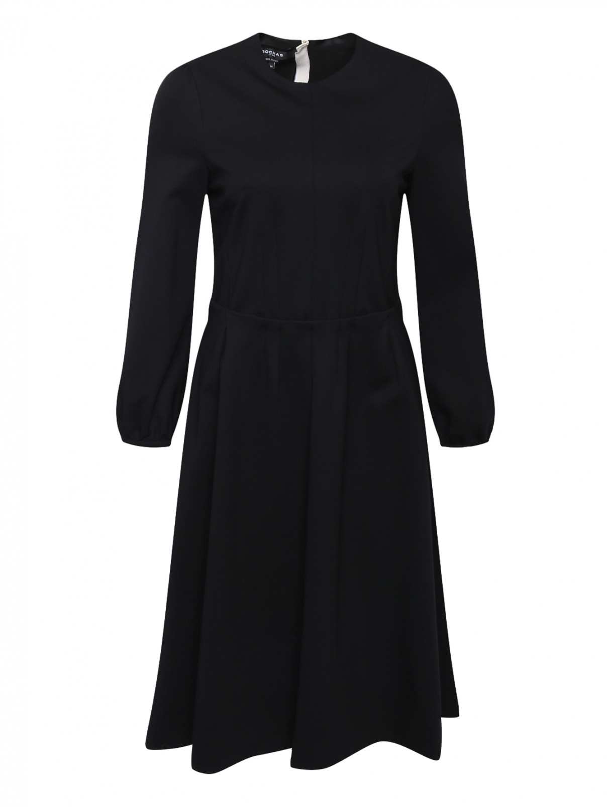 Платье-миди с драпировкой Rochas  –  Общий вид  – Цвет:  Черный