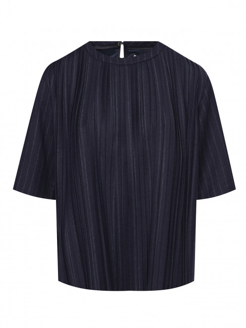 Блуза из смешанной шерсти в полоску с коротким рукавом  - Общий вид